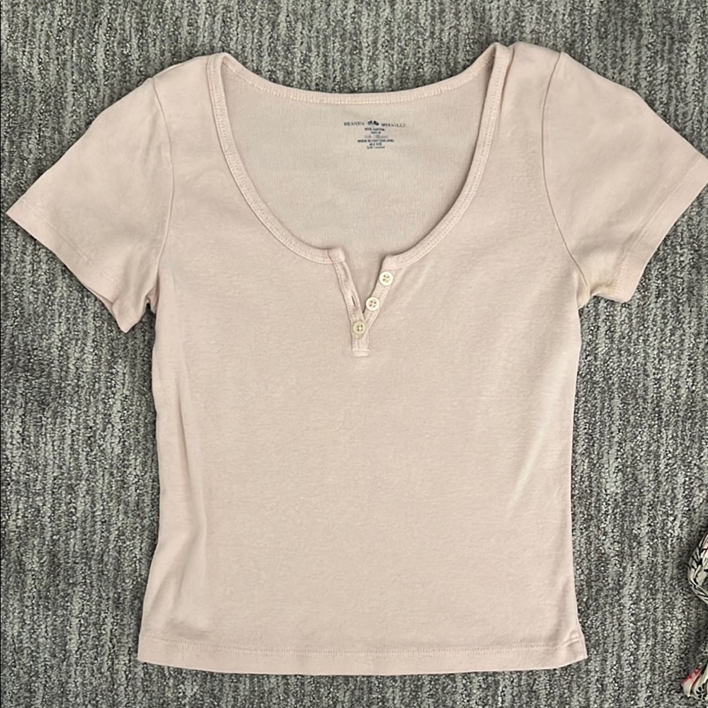 Brandy Melville Light Pink Buttoned Tee
